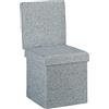 Relaxdays Sgabello Pieghevole con Schienale, Coperchio, Contenitore, Poggiapiedi, in Lino, HxLxP: 73x38x38 cm ca. Grigio