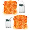 BrizLabs Decorazioni Autunnali, BrizLabs 2 Pezzi 60 LED Decorazioni del Ringraziamento Stringa Luci LED a Batteria Catena Luminosa filo d'argento Ghirlanda Interno per Halloween Camere da Letto Natale, Arancia