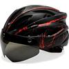 Starnearby Casco Bici Adulti Casco con Visiera Uomo Donna Traspirante Ultraleggero Regolabile Casco con Occhiali Casco da Mountain Bike con Fanale Posteriore per MTB, Scooter Elettrico, Moto