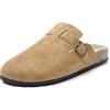 JOMIX Sabot Uomo Eleganti Eco-Pelle Scamosciata Ciabatte Casa Sughero Punta Chiusa Zoccoli Invernali Pantofole Estive Comode MU8676-7 (Beige, 40)