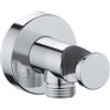 Duravit Universal Gomito a parete, Raccordo del tubo flessibile incl. supporto per doccetta, Gomito di collegamento alla doccia con copertura rotonda a parete, cromo