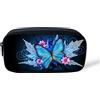 Kuiaobaty - Astuccio portamatite portatile a forma di farfalla, colore: Blu