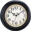 Plumeet Piccolo Orologio da Parete Retrò, Orologio Silenzioso Classico da 25cm Senza Tick, Adatto per Decorare Soggiorno, Camera da Letto, Ufficio, Alimentazione a Batteria, Nero