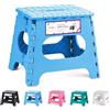 HOUSE DAY Sgabello pieghevole da 28 cm, sgabello leggero, solido e sicuro, si apre facilmente con un pattino, ideale per la cucina, il bagno e la camera da letto, colore blu chiaro