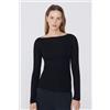 Tezenis Maglia Maniche Lunghe Scollo Barchetta Viscosa Donna Nero