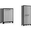 Keter Armadio Portascope Titan, 8 Ripiani Pieghevoli, Grigio, 80x44x182 H Cm & Armadio Basso Titan, 2 Ripiani Regolabili, Grigio, 80x44x100 H Cm