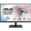 ASUS VA24DQSB Monitor 23.8", FullHD (1920x1080), 75Hz, IPS, USB-C, Frameless, Eye Care, Adaptive Sync, FreeSync, Riduzione Luce Blu, Flicker Free, Installabile A Muro, Nero