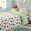 Dreamscene Copripiumino Dinosauro con Federa Reversibile Righe, Verde Bianco