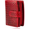 Matador Marca Porta Monete Da Donna Pelle #VALENZA con Nobile Scatola Regalo, Lusso Portafoglio Pelle Vera con protezione RFID, Borsellino Donna con Molti Scomparti per Carte, Intrecciato Rosso
