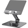 Zienstar-Supporto Tablet da Tavolo,Pieghevole e in Alluminio,Girevole a 360° Regolabile Porta Cellulare Scrivania per Tablet,IPad da 4 a 14 (Grigio)