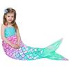 WERNNSAI Coperta con Coda di Sirena - Coperta Indossabile con Sirena in Peluche per Bambini Ragazze 140 x 60 cm Sacco a Pelo Calda per Adolescenti Regalo di Compleanno (Rosa & Verde)