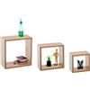 Relaxdays Mensole da Muro, Set 3 Ripiani Sospesi a Cubo, Scaffali in 2  Misure Libreria Parete