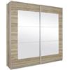 Rauch Armadio Alegro Armadio con ante scorrevoli in rovere Sanremo chiaro con specchio, 2 ante, incluso pacchetto di accessori Basic 3 aste appendiabiti, 3 ripiani L x A x P 271 x 210 x 62 cm