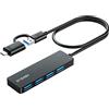 BYEASY HUB USB 3.0/ Type-C con 4 porte e cavo da 23.6inch, ultra sottile Sdoppiatore USB/Type C per MacBook, Mac Pro/Mini, PS4, Surface Pro, XPS, PC, Trasmissione Dati Alta velocità 5 Gbps