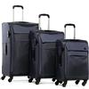 FERGÉ set di 3 valigie viaggio Calais - bagaglio morbido leggera 3 pezzi valigetta 4 ruote girevole blu