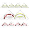 JIANTA Geometria Triangolo, 10Pcs Geometria di Triangolo in Plastica Trasparente, Squadra Geometrica con Manico Rimovibile 16cm, Geometrica Per Scuola e Ufficio Studenti Designer(5Pz Rosso+5Pz Giallo)