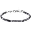 GAVU Bracciale Uomo Pietre Naturali con Perline di Ematite, Bracciale Uomo Acciaio Inox Color Argento Regolabile