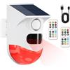 Cuteefun Sensore Movimento Solare, Sensori di Movimento con 2 Telecomando, Rilevatori di Movimento Senza Fili, Suono da 120dB e Impermeabilità IP67, Rilevatore Presenze per Garage, Giardino, Ufficio