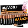 Duracell Batterie Plus AAA (pacco da 24) Alcalina 1.5V - Fino al 100% di extra durata - Affidabilità per i dispositivi a uso quotidiano - 0% plastica nel pacco-10 anni di conservazione - LR03 MN2400