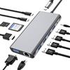 SZPACMATE HUB USB C, Docking Station 12 in 1 con 4K HDMI, VGA, 3*USB 2.0, USB3.0, USB C Data, PD3.0, Porta Ethernet RJ45, SD/TF, AUX da 3,5 mm, Compatibile con MacBook Pro/Air, Altri Dispositivi di Tipo C