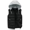 Ommda Gilet Smanicato Uomo Caldo Imbottito Invernale con Cappuccio Antivento Giacca Senza Maniche Sportivo Giubbotto Casual con Zip Nero L