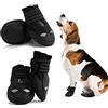 AQH Stivali Protettivi per Cani, 4PCS Cani Scarpe Antiscivolo per Cani, Impermeabile Ideali per Pioggia, Neve, Terreno Scosceso o Protezione per Cani di Taglia Media e Grande (5#, Nero)