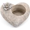 Novaliv, decorazione per tomba a forma di cuore e rosa, in grigio, pietra commemorativa e portacandele per lumini