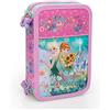Disney Frozen 55224 Astuccio Triplo, Premium, 3 Scomparti, Pennarelli Giotto, Pastelli Giotto, Accessori Scuola 44 pezzi, Poliestere, Multicolore, Anna, Elsa