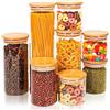 Lannvan Barattoli di Vetro con Coperchio - Set di 8 Contenitori da Cucina, Ermetico, per spaghetti, Farine
