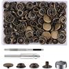 MSDADA Kit 37 Set Chiusure Decorativi Stile Antico Ottone, Bottoni a Pressione per Progetti di Cartoleria, Scrapbooking, Marionette in Tessuto