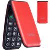 Qubo Flip Telefono per anziani GSM, Cellulare per anziani, Display da 2,4'', Volume alto,Funzione SOS, Supporto Dual SIM,Chiamata rapida, Radio FM, Torcia elettrica,Rosso