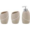 kela Set da bagno 3 pezzi TALUS, effetto pietra naturale, bicchiere, portaspazzolino, dispenser sapone 300 ml, accessori da bagno beige