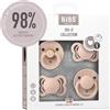BIBS Ciuccio, confezione da 4 pezzi, Pacchetto di prova, Senza BPA, Misura 1 (0-6 mesi), Blush