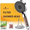 Magichome Soffione Doccia con Tubo 2M 5 Getti Spray Doccino Anticalcare Risparmio Idrico alta Pressione con Accessori Sostituibili, Bianco Nero