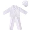 Lito Angels Completo Abito Bianco Battesimo con Cappello per Bimbo, Taglia 3-6 Mesi 62 68, Manica Lunga (Etichetta in Tessuto XS)