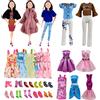 PFLYPF Set di 25 accessori per vestiti delle bambole, giacche di lana, top e pantaloni di peluche, giacche di moda, abiti con paillettes, top e pantaloni, mini abiti casuali e scarpe