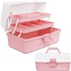 Creahaus Scatola portaoggetti multiuso da 30,5 cm, organizer, cassette degli attrezzi, valigetta per arti e bricolage, per cucito, organizer, scatola medica, cassetta di pronto soccorso(rosa bianco)