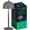 V-TAC Lampada da Tavolo senza Fili LED Dimmerabile in Metallo - Lampada Grigia Wireless per Uso Interno da Casa o Ristorante - Design Elegante - Luce Calda, Fredda, Naturale 3 in 1
