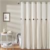 Lush Decor Tenda da doccia con bottoni in lino, colore bianco sporco, 182,9 x 182,9 cm