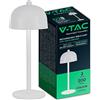 V-TAC Lampada da Tavolo senza Fili LED Dimmerabile in Metallo - Lampada Binaca Wireless per Uso Interno da Casa o Ristorante - Design Elegante - Luce Calda, Fredda, Naturale 3 in 1