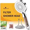 Magichome Soffione Doccia con Tubo 2M 5 Getti Spray Doccino Anticalcare Risparmio Idrico, alta Pressione con Accessori Sostituibili,Bianco (Bianco con Tubo)