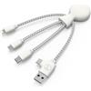 Xoopar - Cavo Octopus Multi 4 in 1 - Caricatore Universale In Plastica Riciclata - usb, USB-C, Lightning - Compatibile Con Tutti Gli Smartphone - Mr Bio Bianco