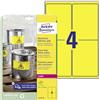 Avery Zweckform L6127-20 - Etichette impermeabili, 33,1 x 139 mm, 20 fogli per un totale di 80 targhette, colore: Giallo