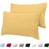 Twinzen Federe Cuscino Letto 40x60 in Cotone Jersey 100% (Set da 2) 150 g/m² - Giallo - Chiusura con Cerniera - Federe Cotone Twinzen 40 x 60 cm - Certificate Oeko Tex - Ultra Morbide e Traspiranti