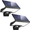 JESLED Faretto LED da Esterno Solare con Sensore di Movimento, 108LED 2600mAh Lampada Solare da Esterno Girevole, 4 Modalità Luci Solari Esterno Ricaricabile, 2 Pezzi