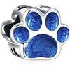 CRISNATA Zaffiro blu smalto Stampa delle zampe di gatto/cane Charms, si adatta Pandora Bracciale del primo giorno della mamma, Argento Sterling 925 Pawprint Beads, regalo per Animal Lover/Mum in Legge/Figlia