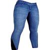 HKM - Pantaloni da Equitazione da Adulto, in Denim Easy-3/4, con Inserti in silkon, 6100, Colore Blu Jeans, Taglia 36