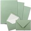 FarbenFroh by GUSTAV NEUSER Set di 25 fogli di carta da lettere formato DIN A4, con buste foderate in C6, incollaggio a umido, colore verde eucalipto, carta da lettere opaca e buste con fodera in seta bianca