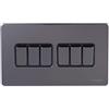 Schneider Electric Ultimate - Placca piatta senza viti, interruttore a bilanciere a 6 vie, unipolare, 16AX, GU1462BBN, nichel nero con inserto nero