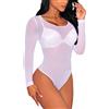 MAYFASEY Body sexy da donna a maniche lunghe in mesh trasparente jumpsuit body top tuta, 18-nero, XXL